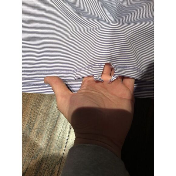 Greyson Mens Medium Purple Striped Golf Polo Shirt FLAW - Picture 2 of 8